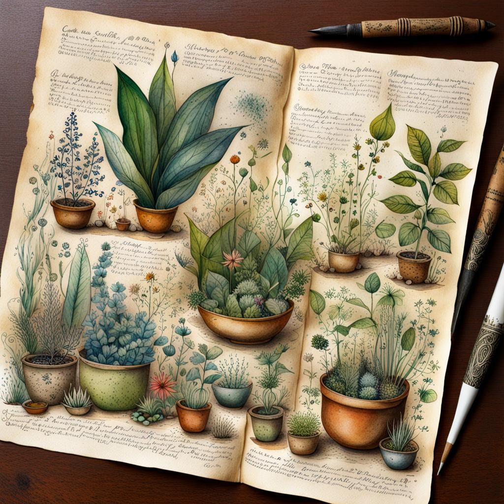 Magical Plants Illustrated Guide with Ink Sketches