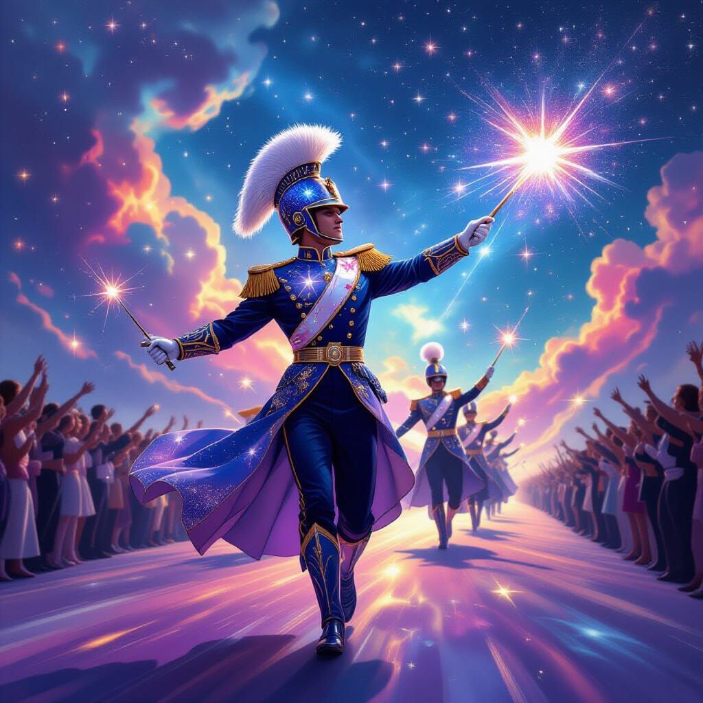 Intergalactic Drum Major Leads Cosmic Parade in Surreal Styl...