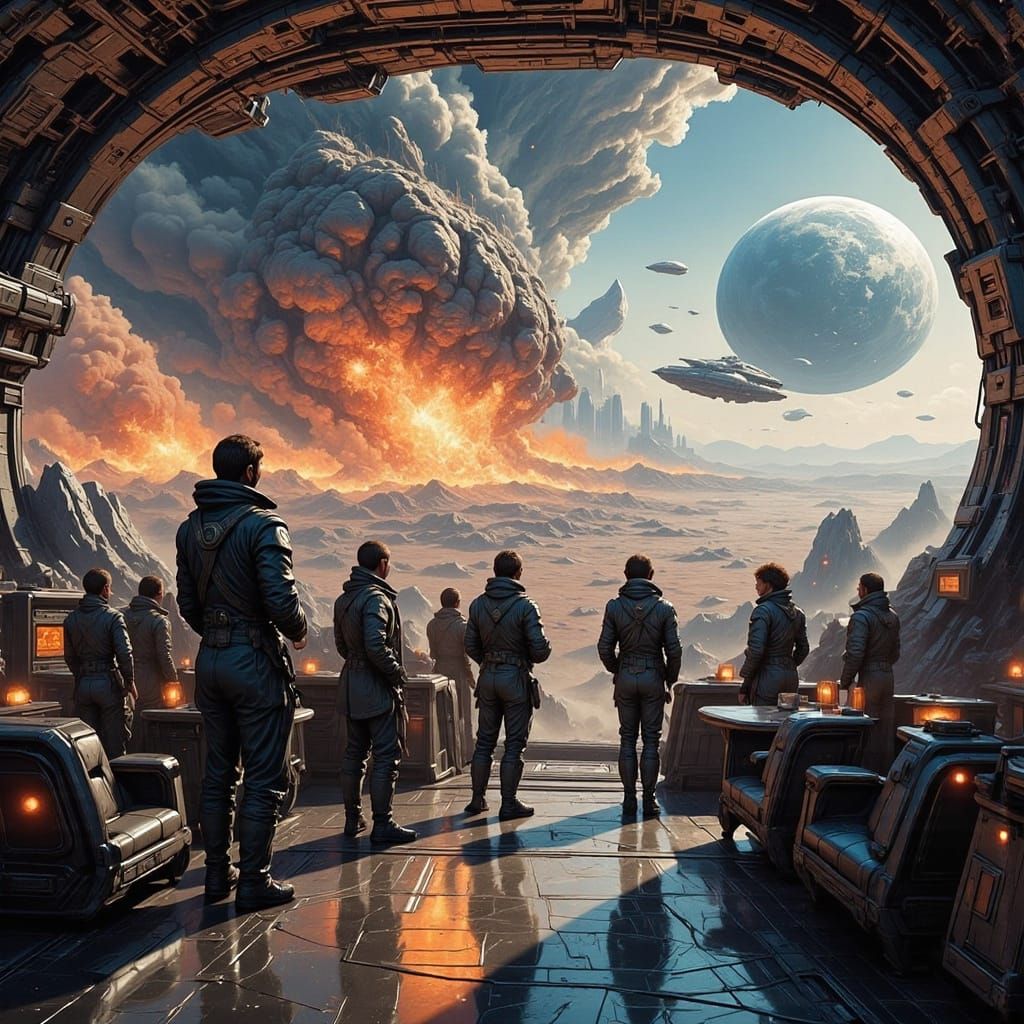 Asteroid Impact Viewed From Starship Lounge