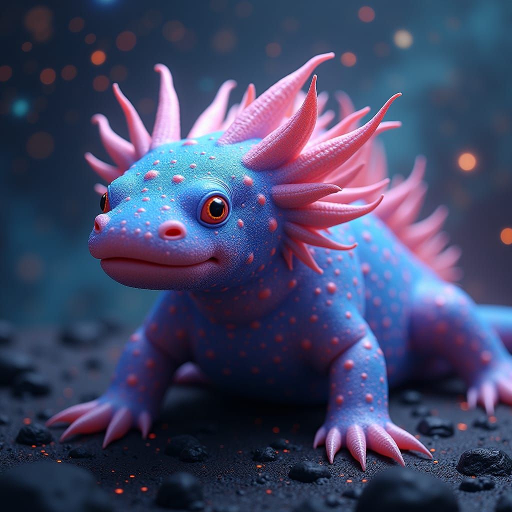 Iridescent Galaxy Axolotl in Fantasy Concept Art