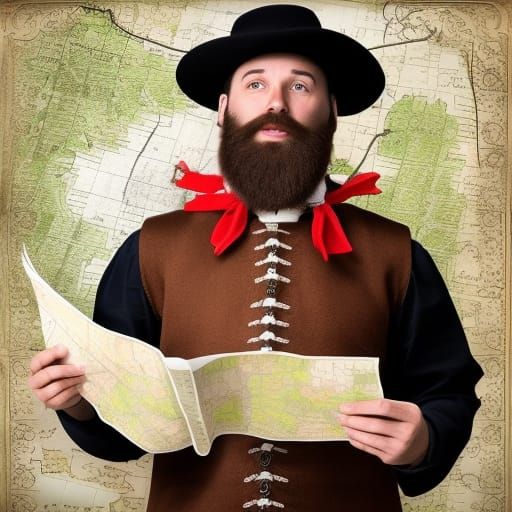 Bavarian Man with Map in Digital Matte Painting