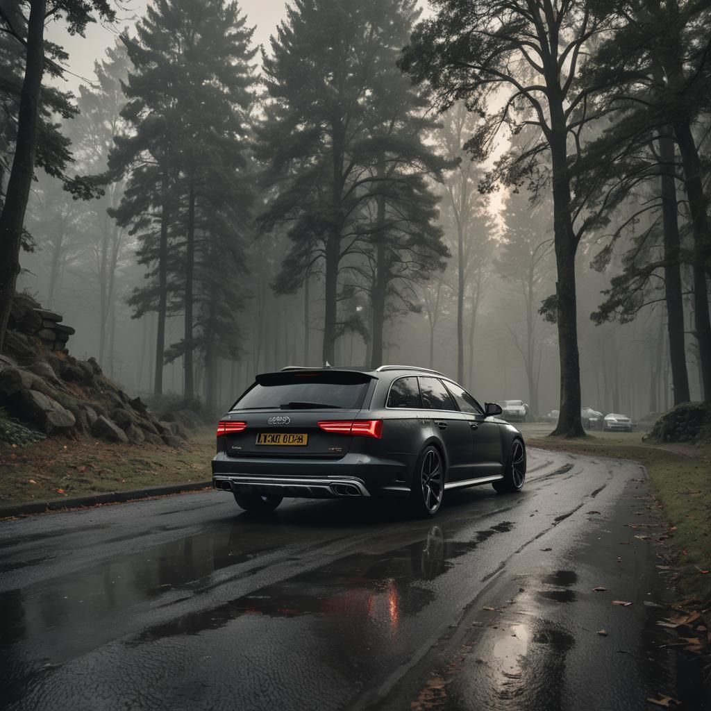 Audi RS6 on Driveway: Cinematic Digital Painting