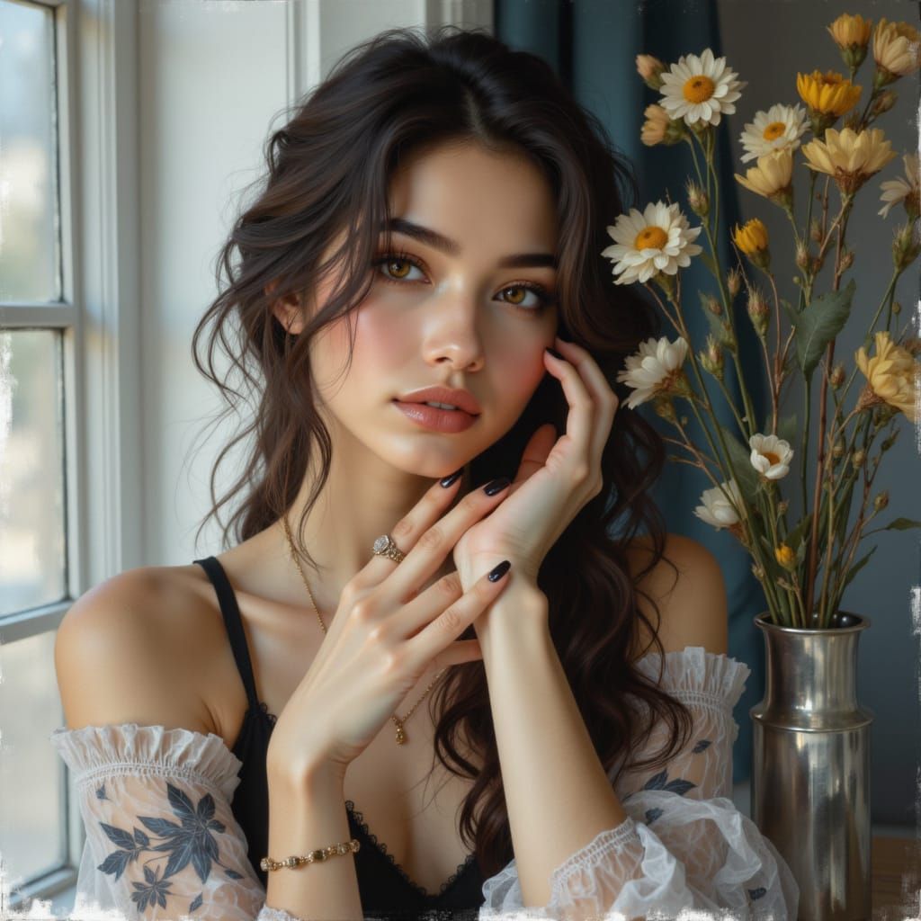 Abstract Golden Watercolor Landscape in Dynamic Style