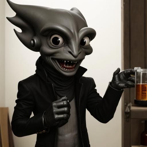 Grey Alien Elemental Created by Alchemist's Spell