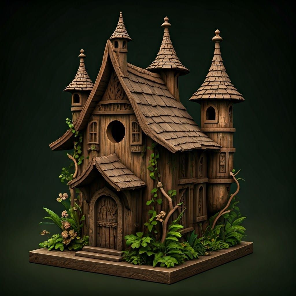 Ornate Birdhouse Inspired by Arthur Rackham