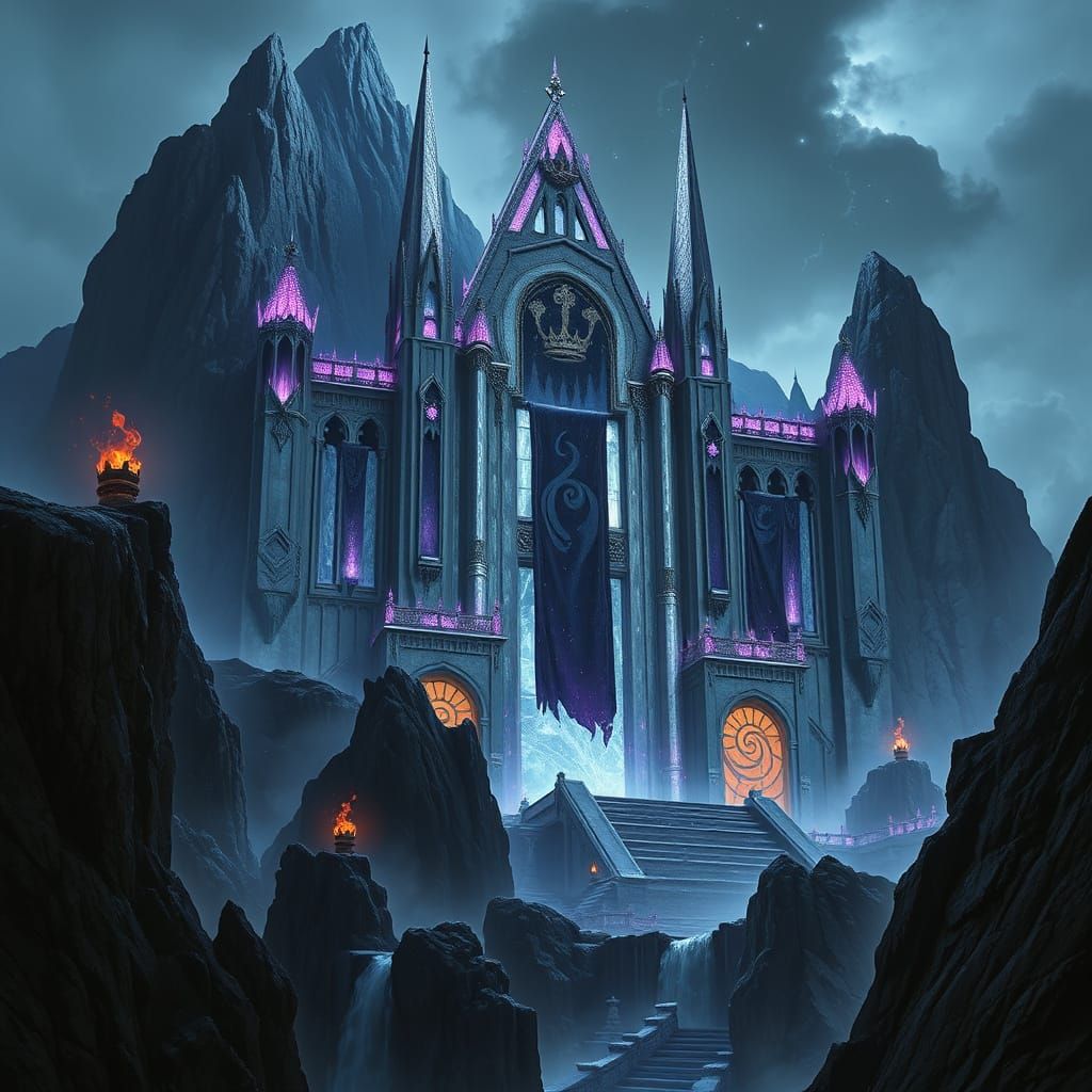 Epic Dark Fantasy Temple on Mountain Peak