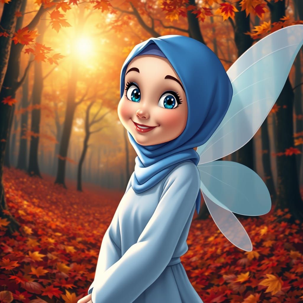 Hijabi Fairy in Autumn Wonderland