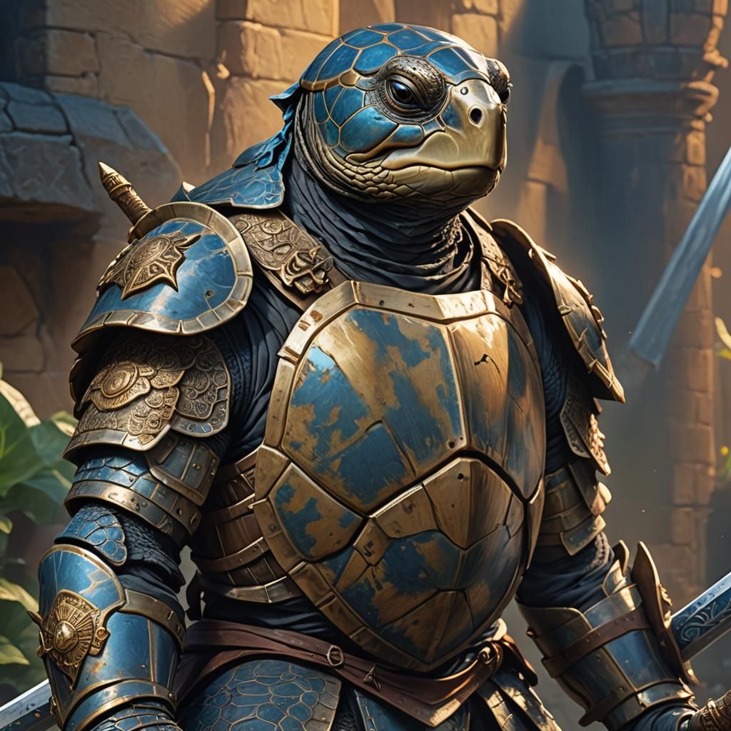 Turtle Knight in Shining Armor: Digital Illustration