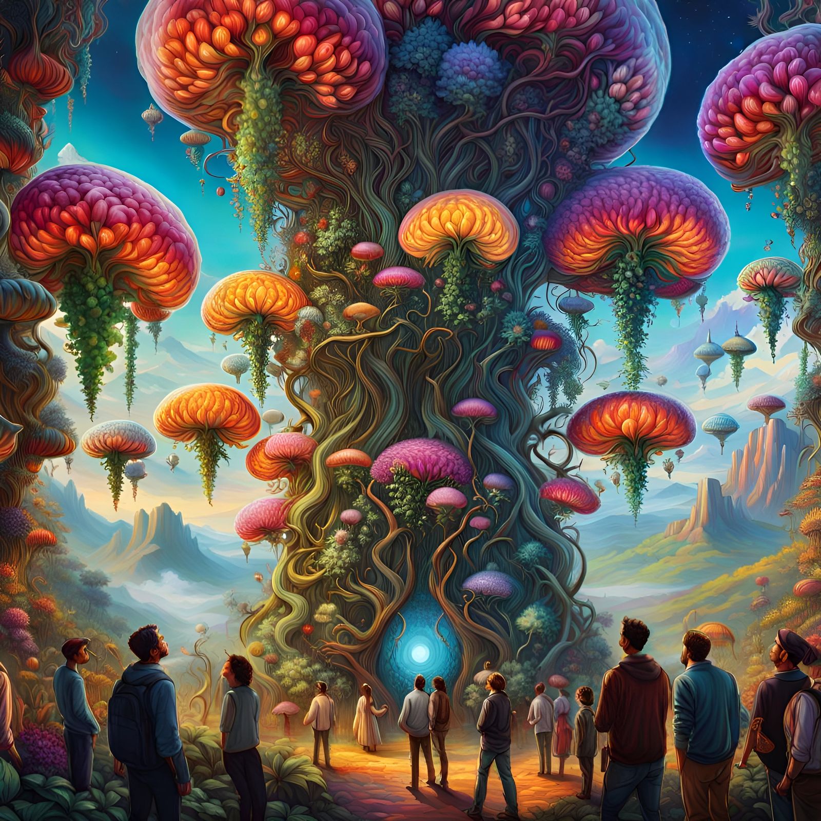 Spectacular Polychromatic Brain Vine with Human Pods