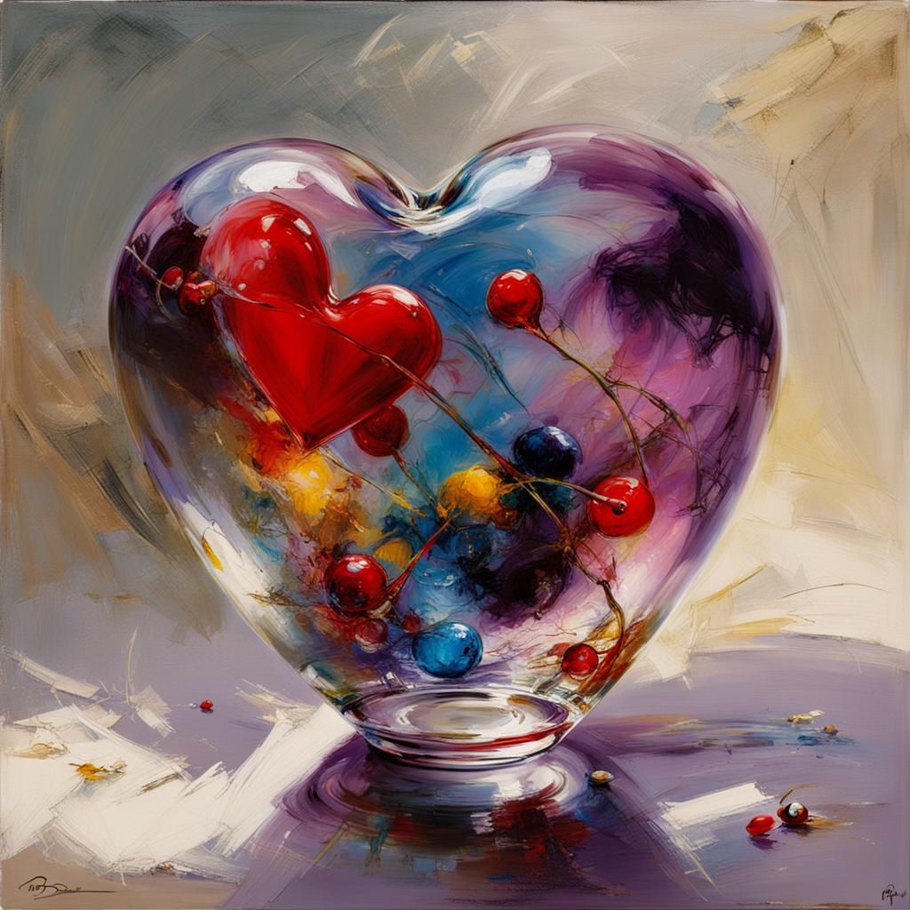 Blown Glass Heart Art