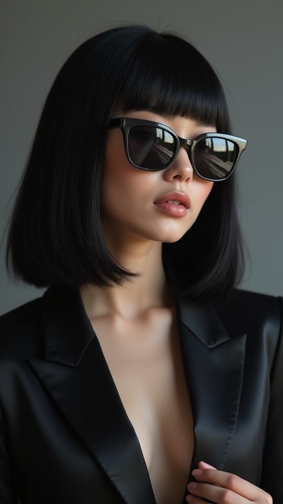 Hyper-Realistic Portrait of a Sophisticated Woman in a Sleek...