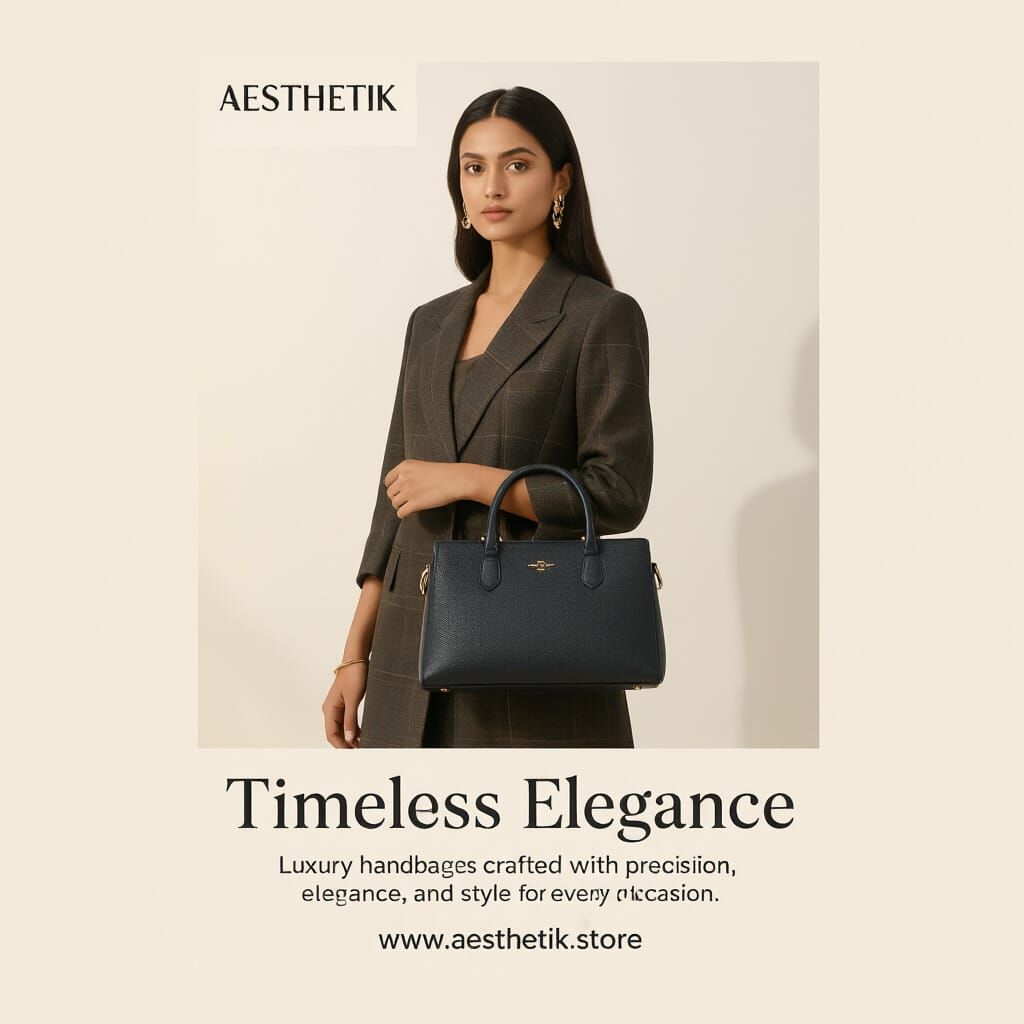 Stylish Indian Woman with Luxury Handbag - Fashion Poster