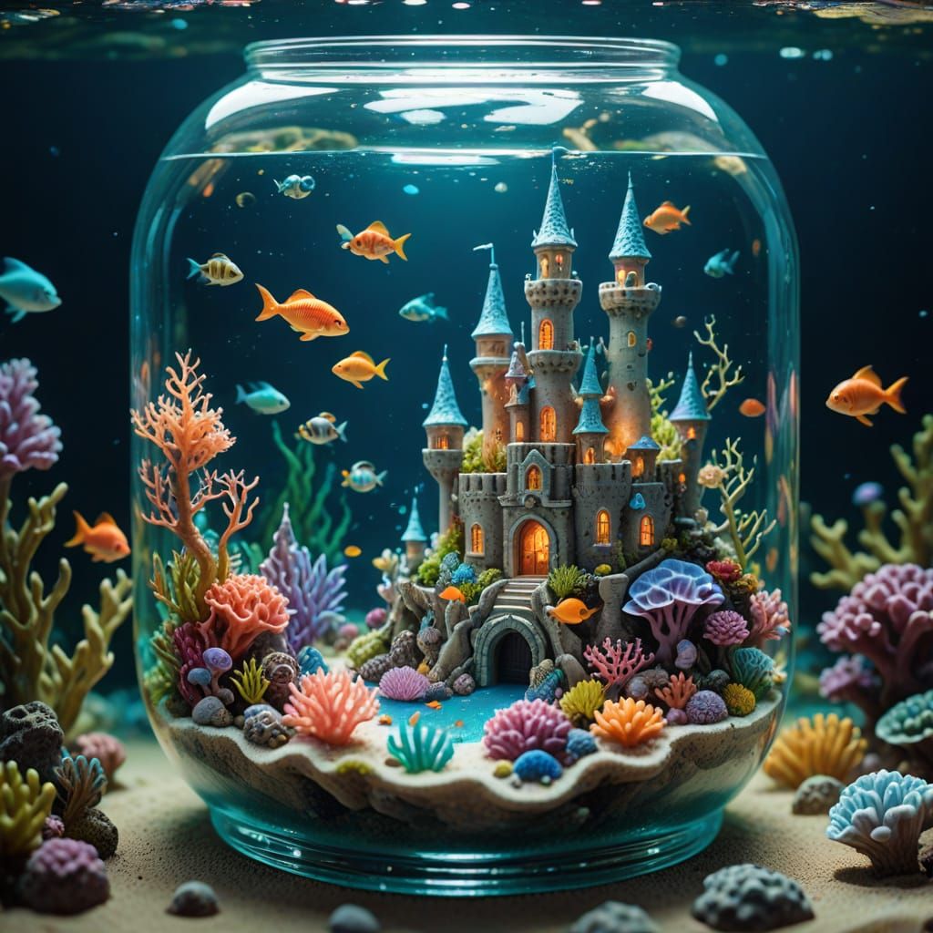 Underwater Kingdom in a Jar: Hyperrealistic Miniature World