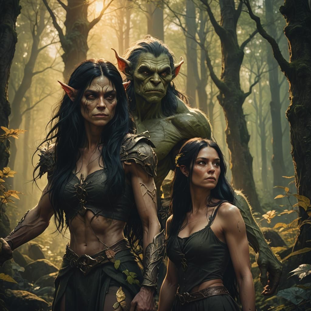 Goblin and Woman in Dark Fantasy Illustration