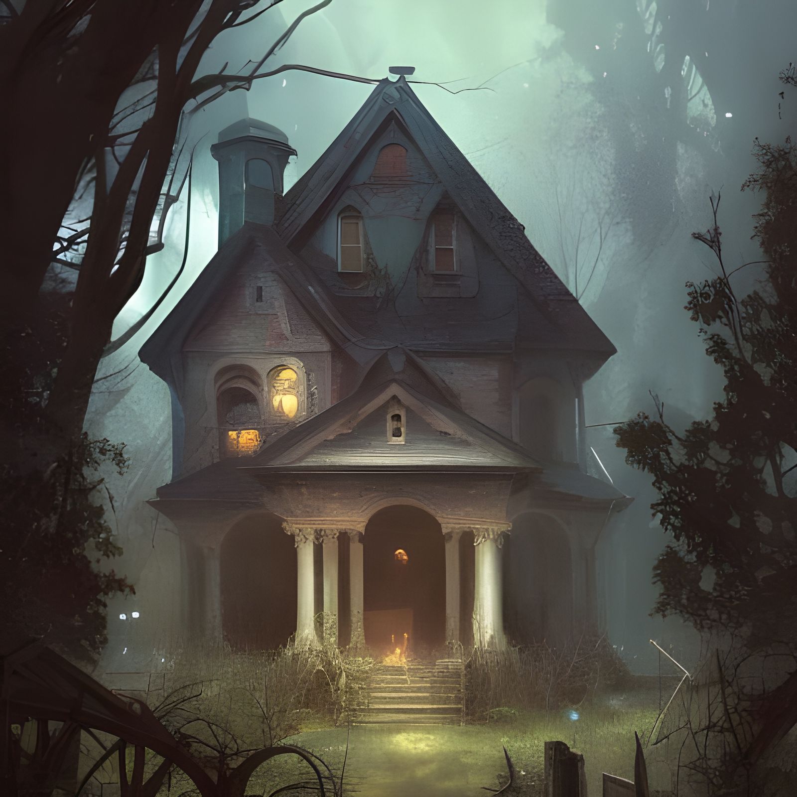 Haunted House in Abandoned Graveyard: Hyperdetailed Concept ...
