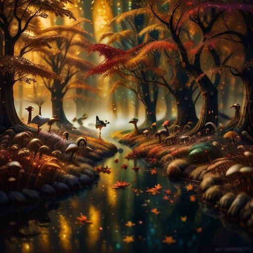 Whimsical Autumn Ducks in a Magical Forest