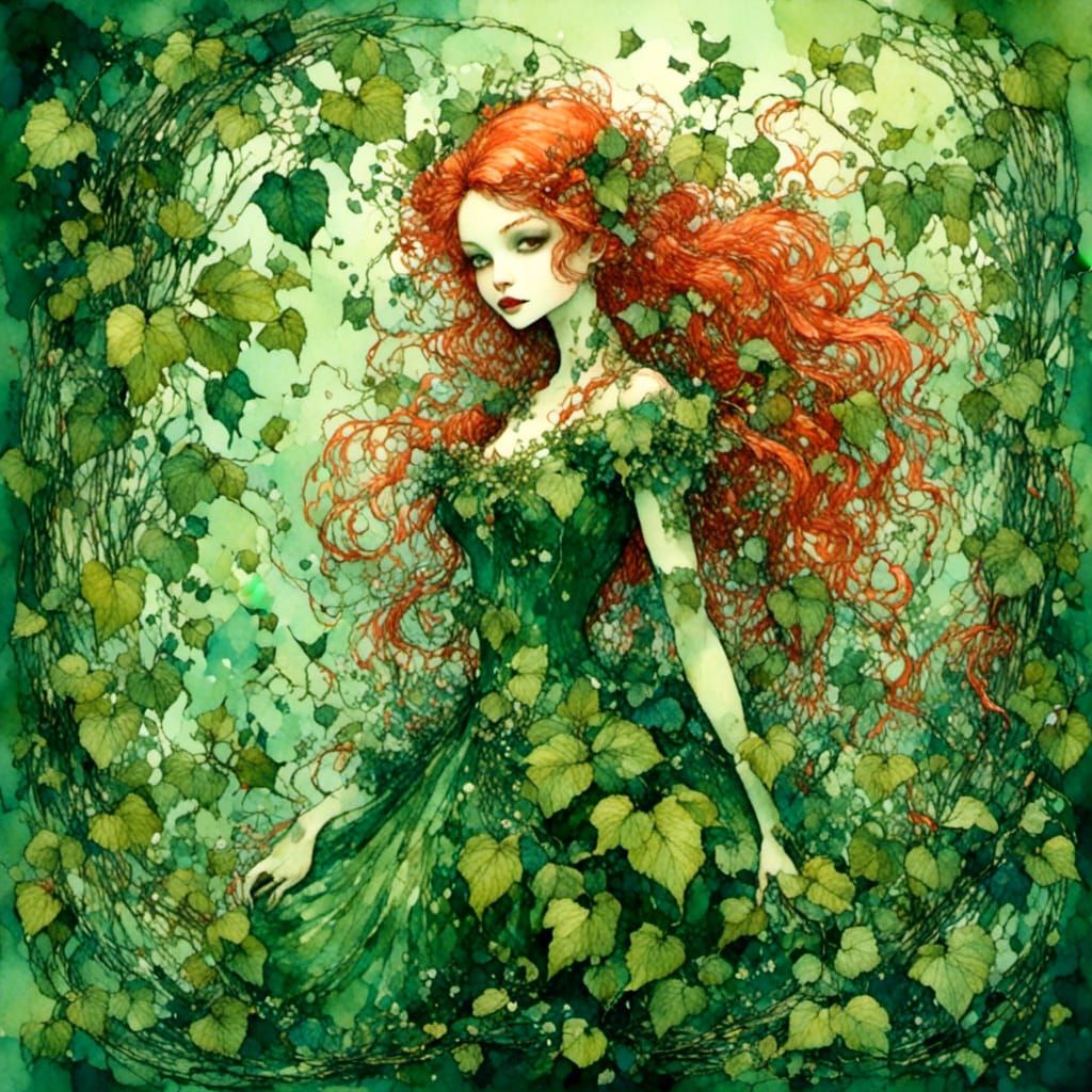 Poison Ivy: Alluring Villain in Vibrant Colors