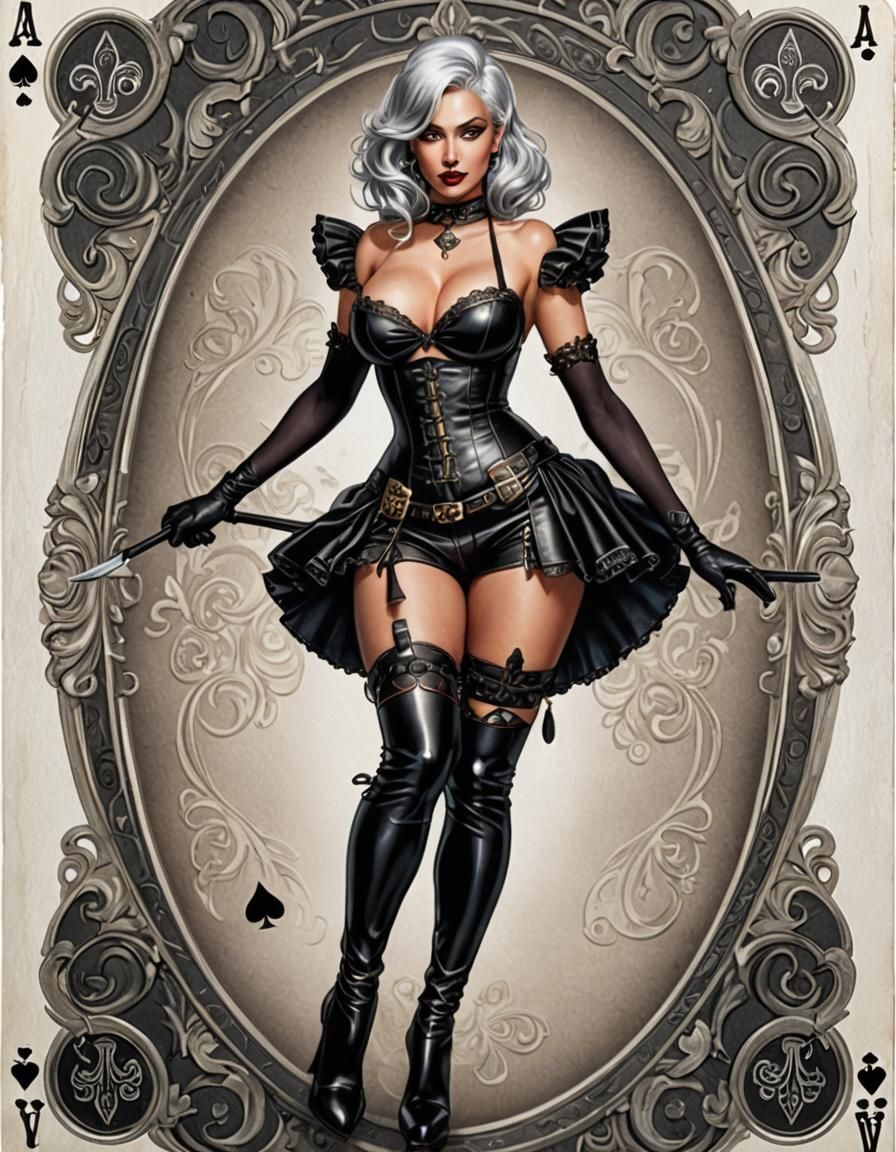 Ace of Spades Pinup Girl in Hyperrealistic Style
