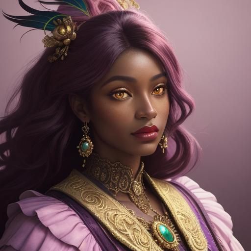 Peacock Haired Woman in Baroque Style