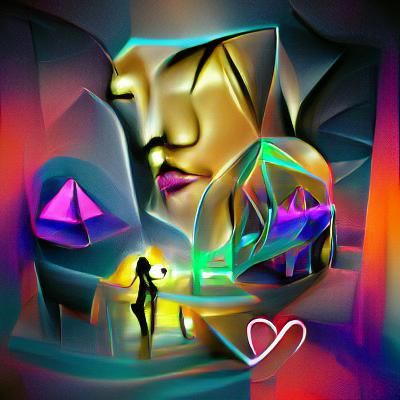 Universal Love: Holographic Neon Surrealism in Digital Art