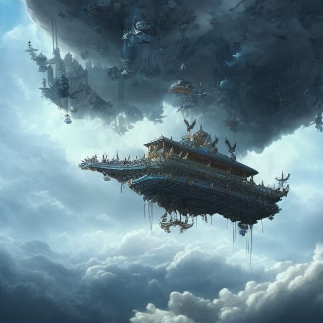Epic Flying Castle in the Clouds