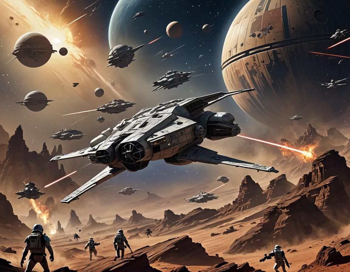 Star Wars Style Movie Poster of Galactic Battle