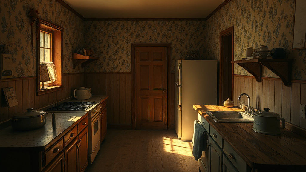 Melancholic Kitchen Interior in Nostalgic Realism Style