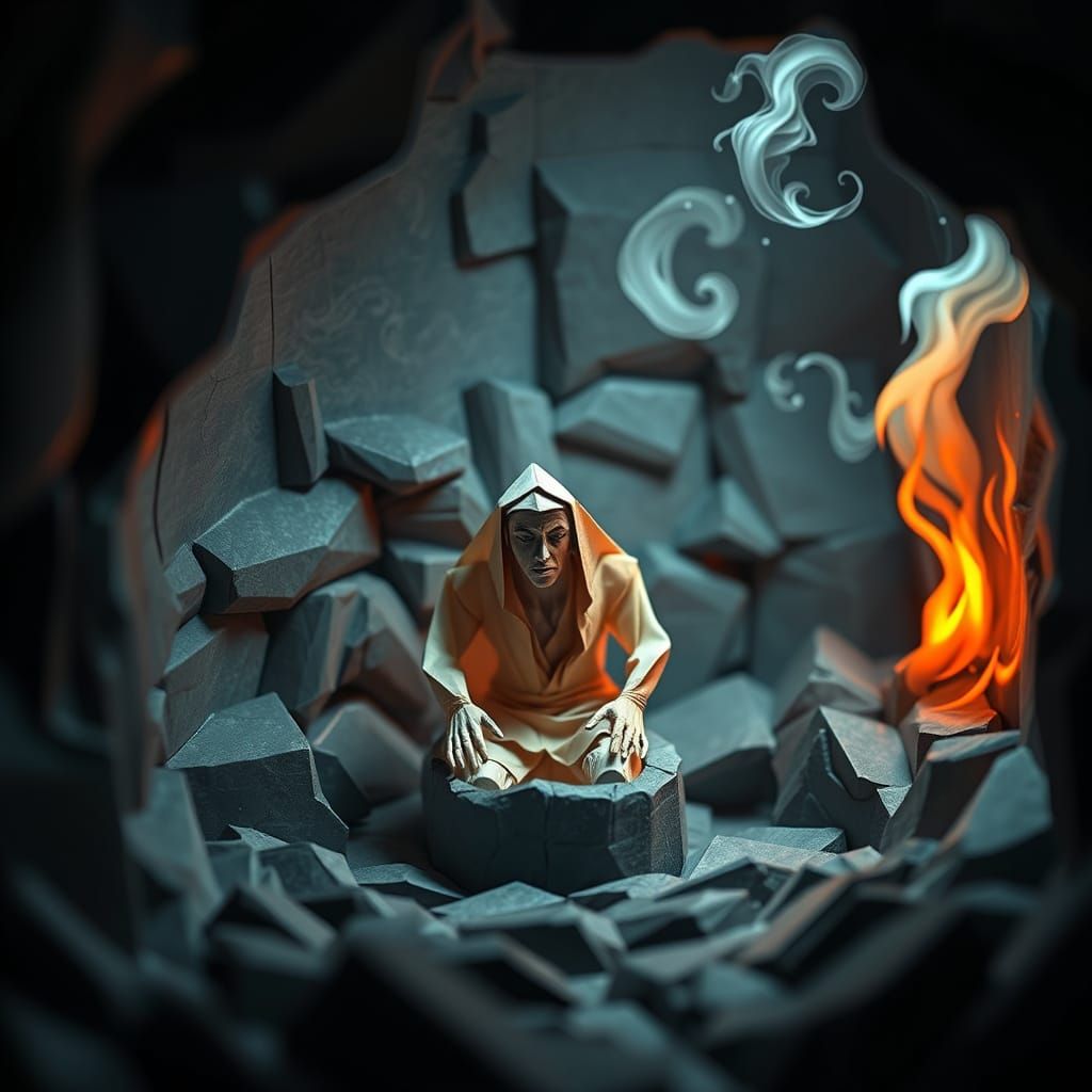 Origami Man Trapped in Dungeon of Emotions