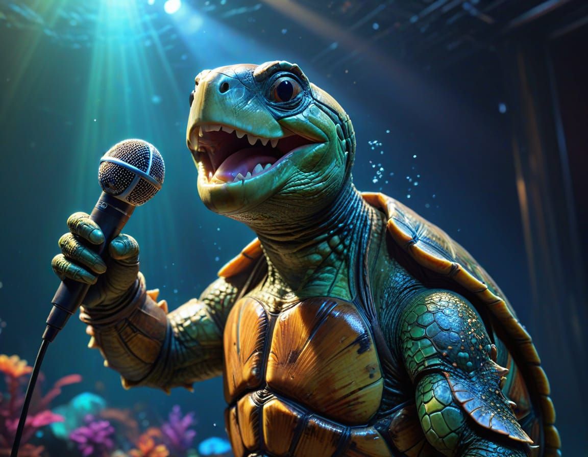 Cartoon Turtle Rock Star Digital Art