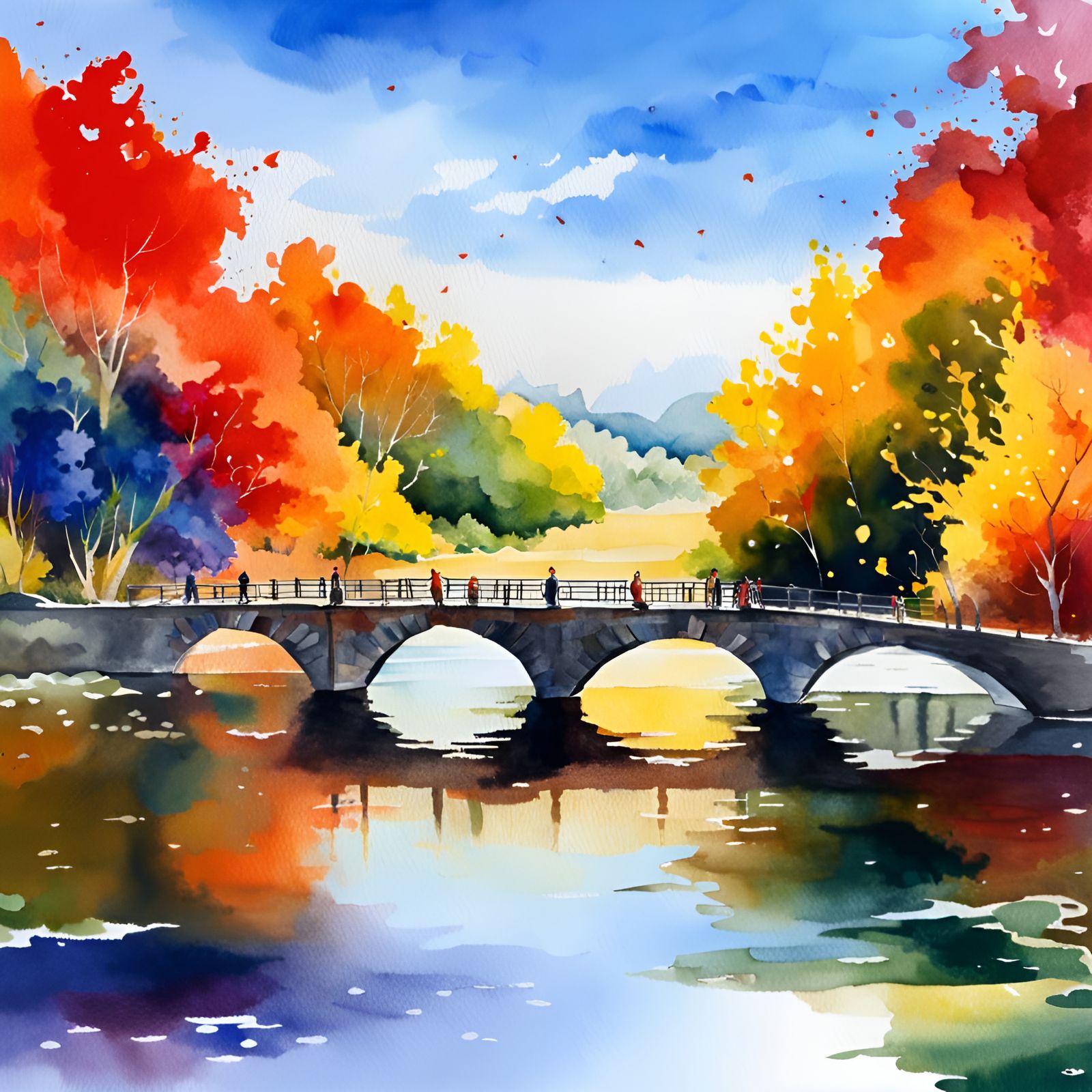 Bold AI Watercolor Art with Contrasting Colors