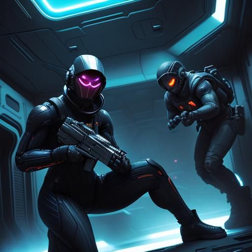 Space Woman Battles Aliens in Comic Book Art