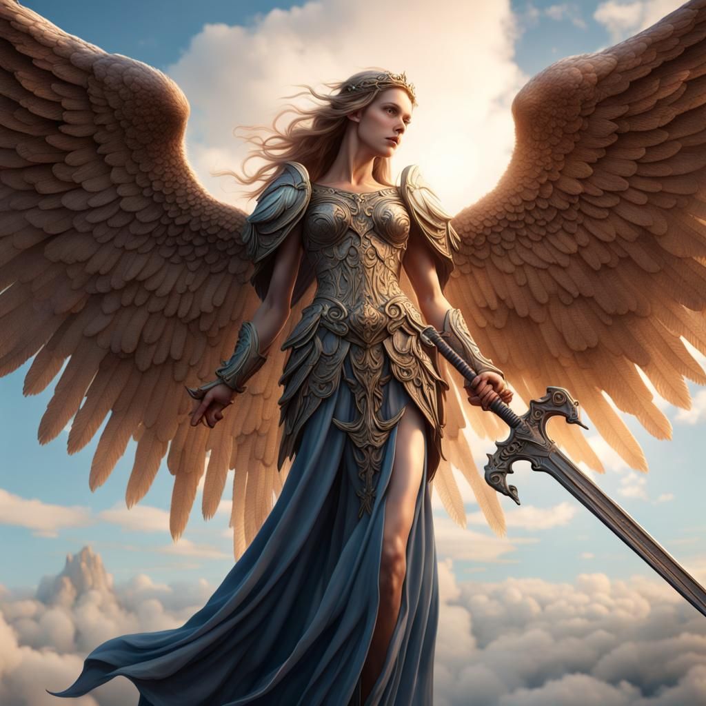 Graceful Angel with Sword: Fantasy Concept Art