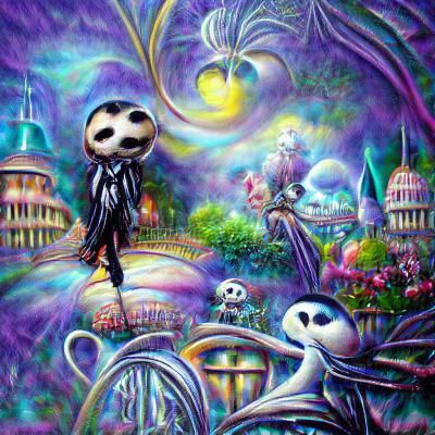 Jack Skellington in Psychedelic Sci-Fi Fantasy
