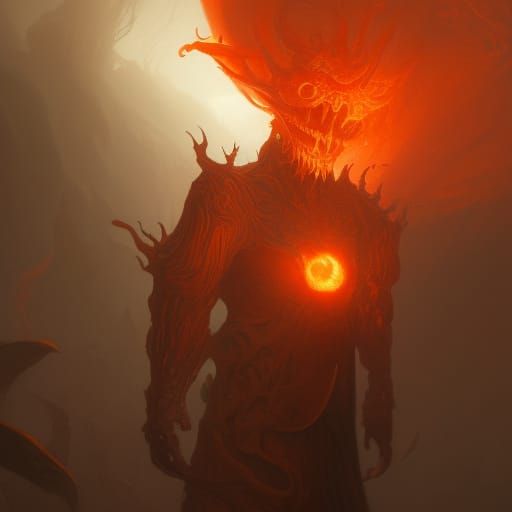 Eldritch Orange Fruit Abomination in Dark Fantasy Style