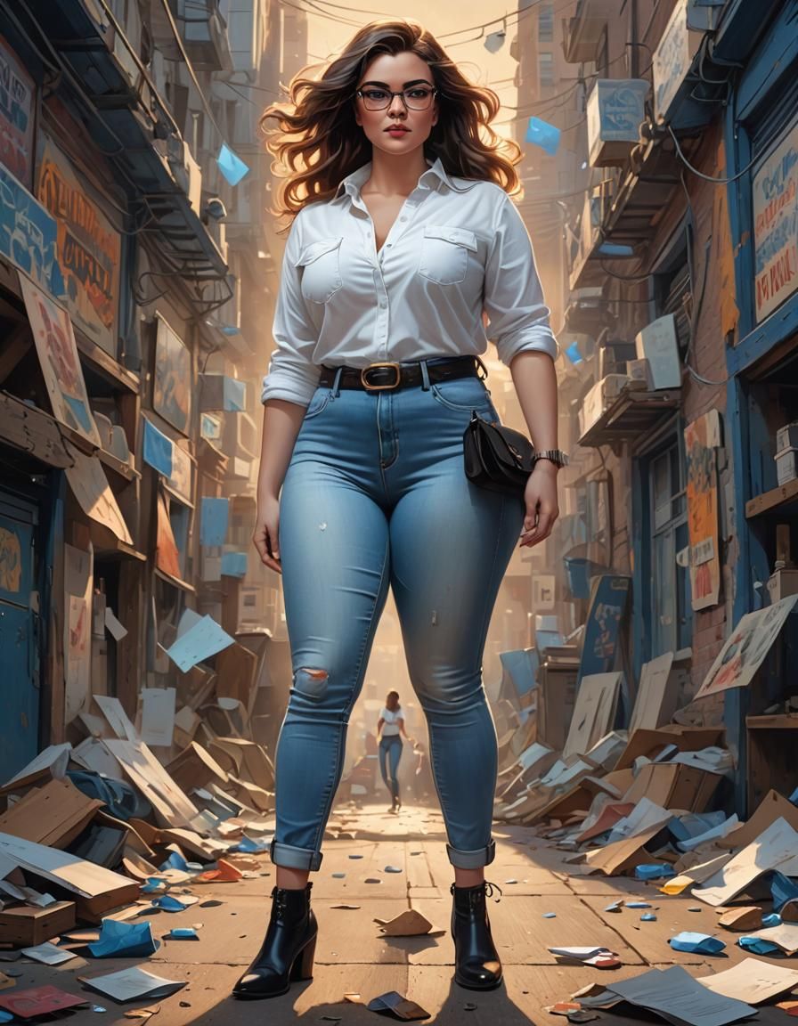 Glamour Shot of Curvy Woman in Jeans