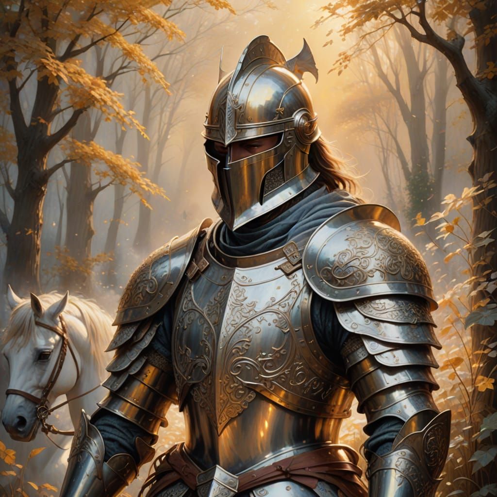 Knight in Ethereal Armor Shines with Divine Radiance
