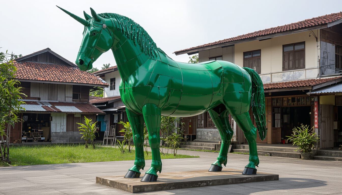 Realistic Horse Sculpture Made From Recycled Tires