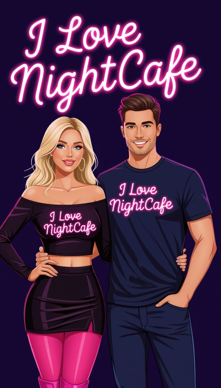 Couple Declares Love for NightCafe in Neon
