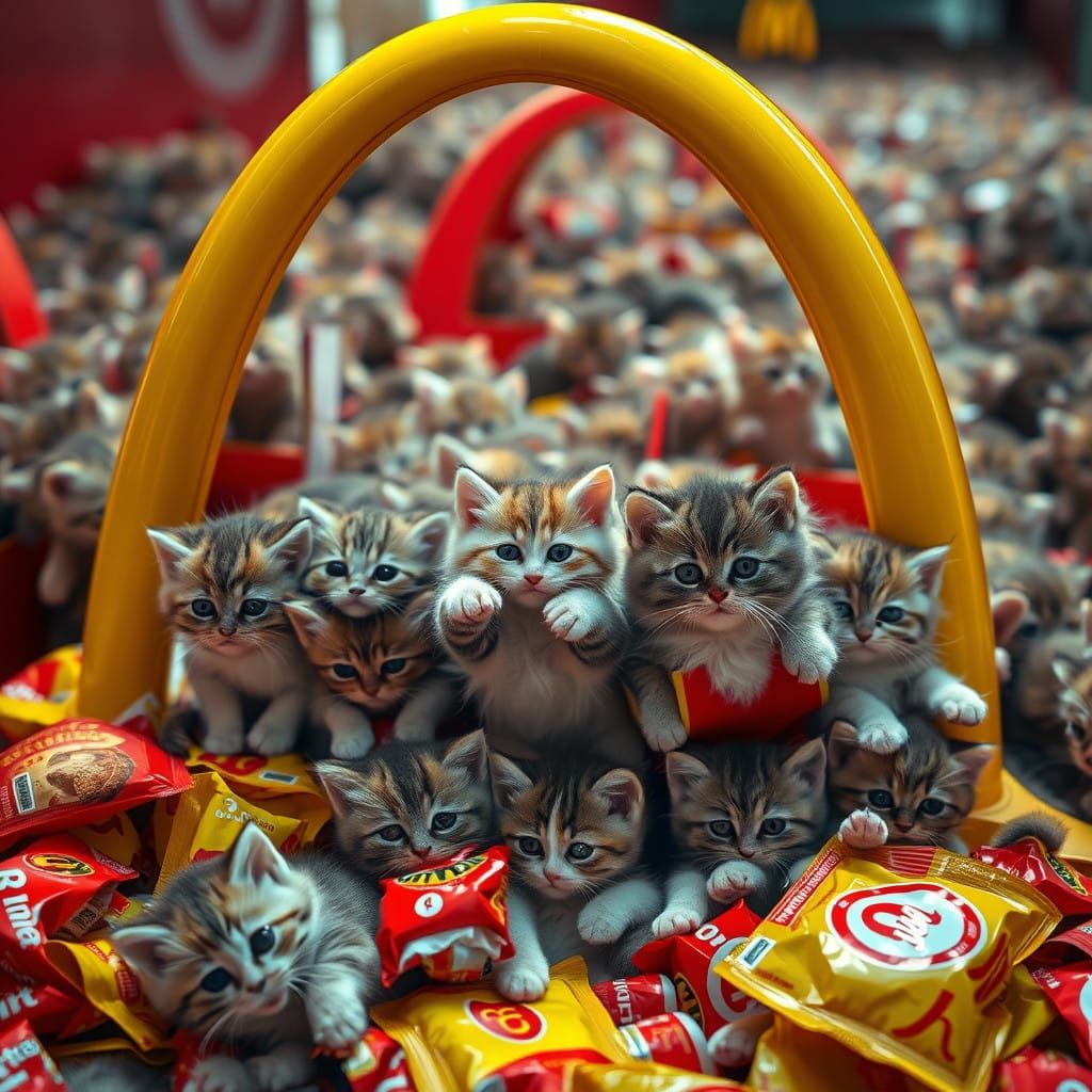 Millions of Adorable Kittens Flood McDonald's in a Surreal D...