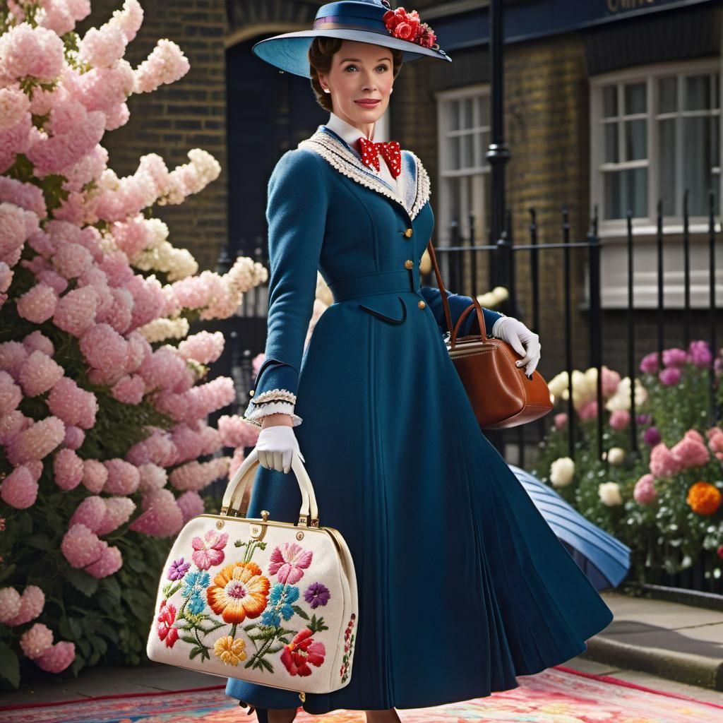Mary Poppins with Embroidered Carpet Bag: Hyperrealism