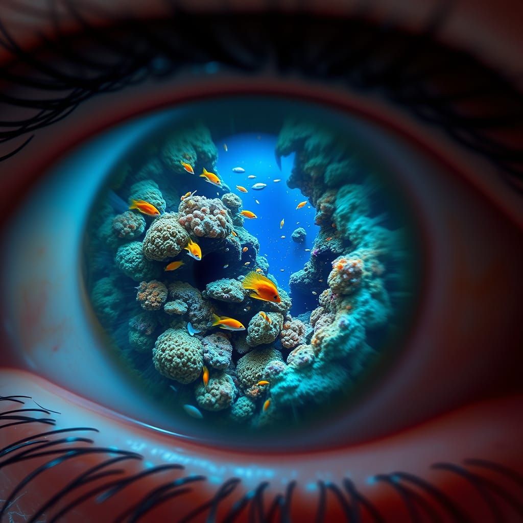 Human Eye Iris as Miniature Coral Reef Ecosystem