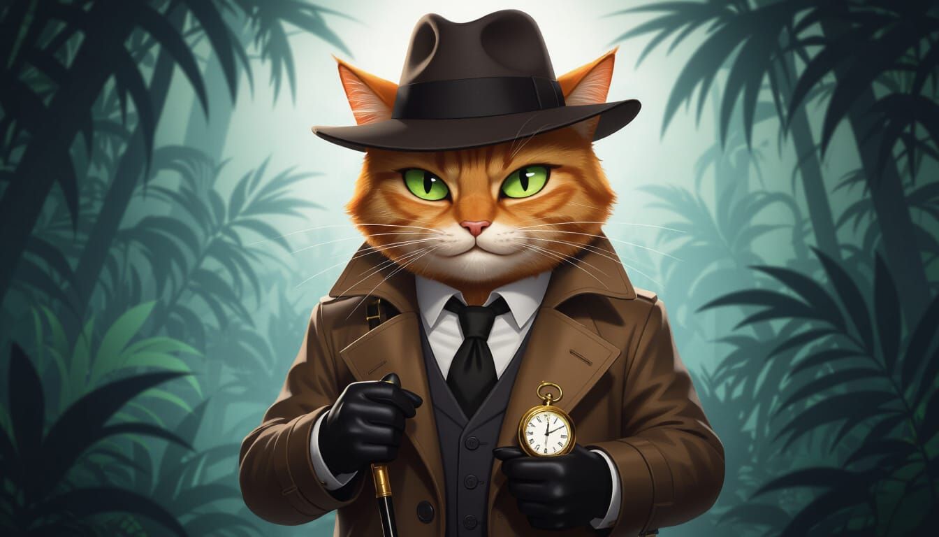 Classy Cat Detective in Noir Jungle