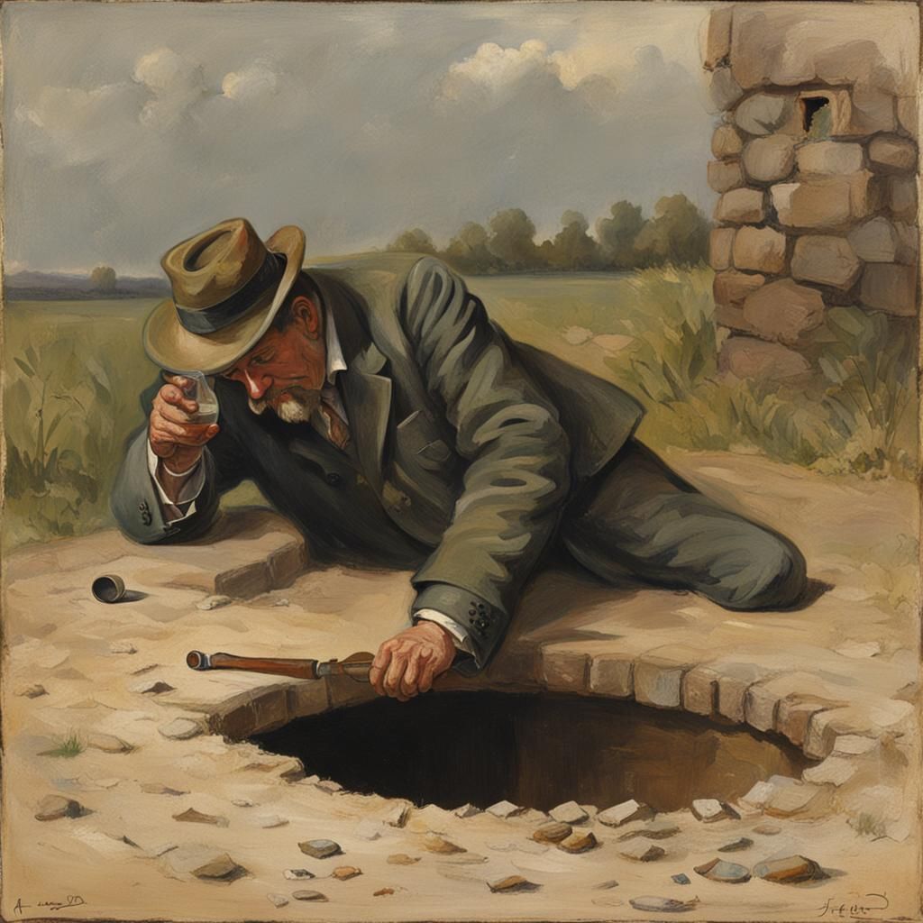 Drunk Man Near a Hole Generated by AI