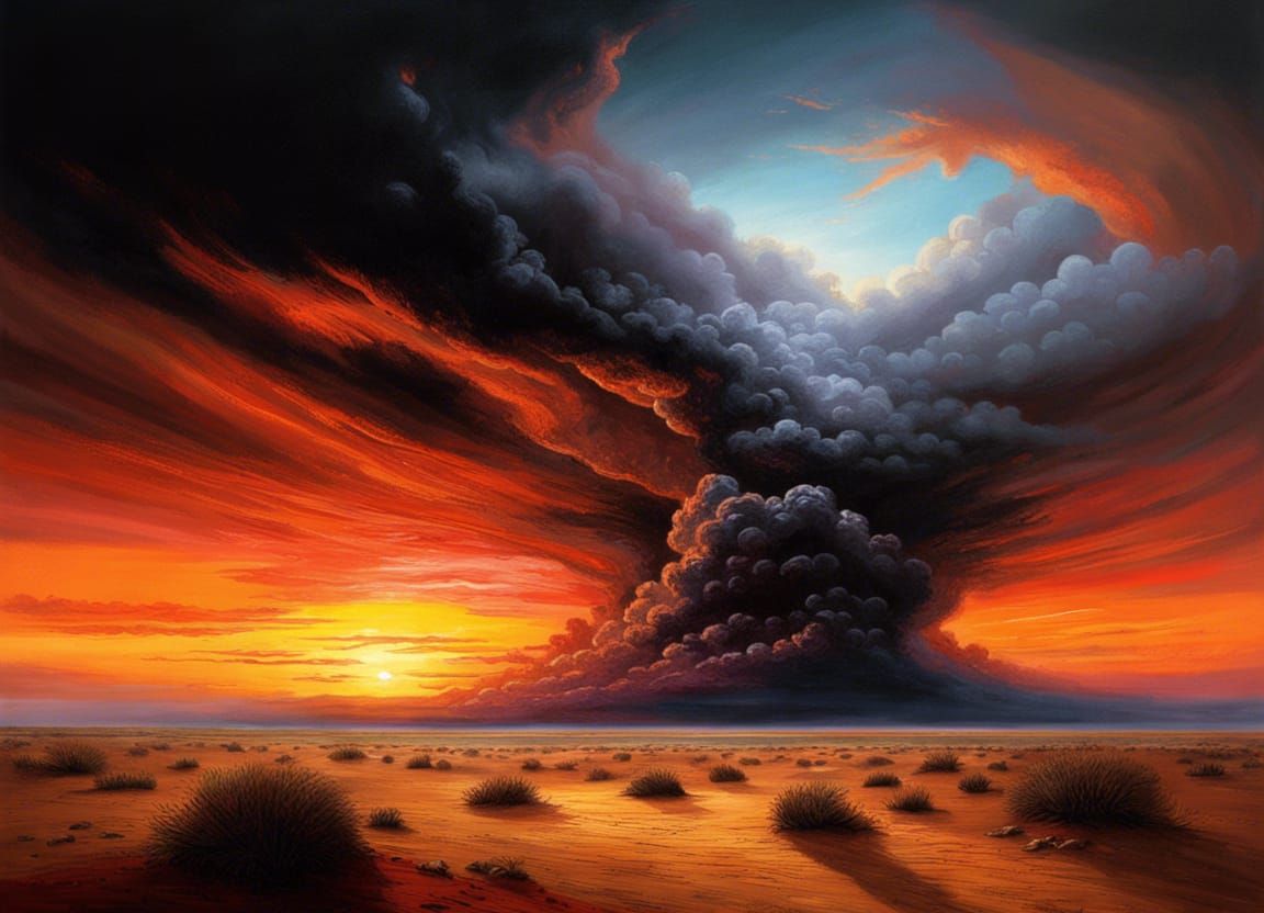 Australian Desert Sunrise: Hyperdetailed Digital Oil Paintin...