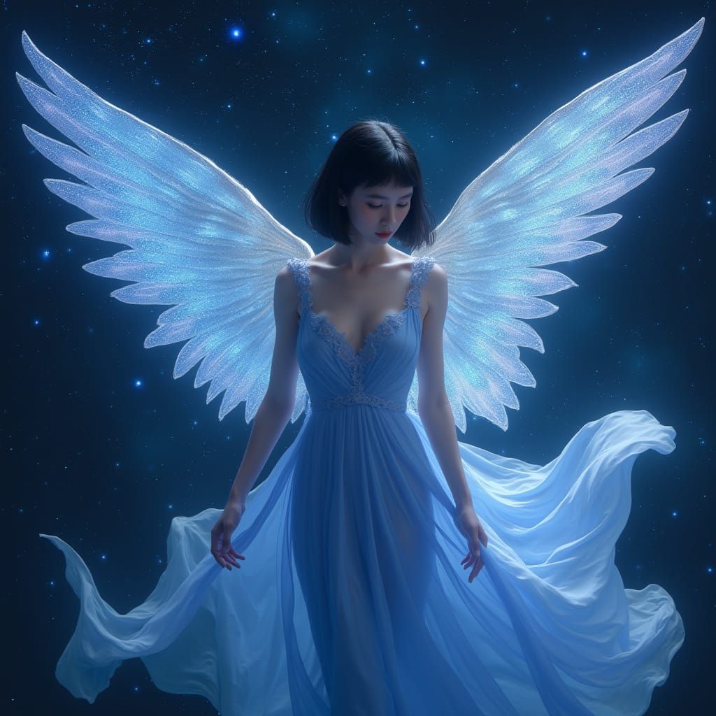 Ethereal Celestial Angel in Deep Space