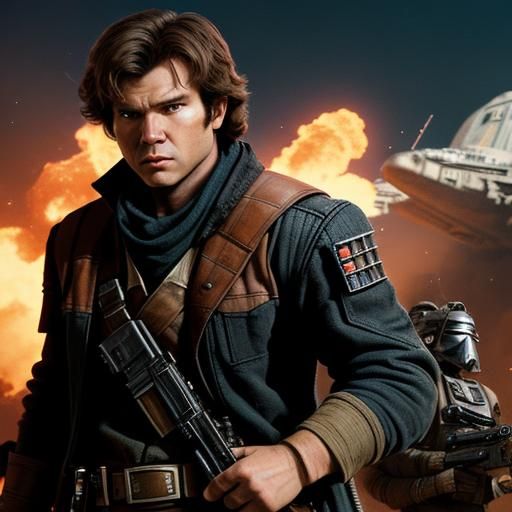 Rey Confronts Pirates Near Millennium Falcon