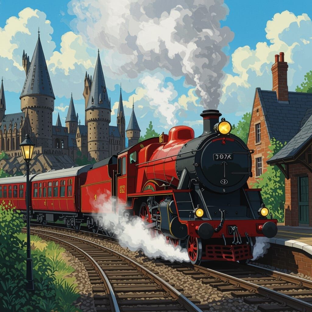 Hogwarts Express Arrives in Anime Style