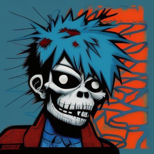 Whimsical Skeleton in Urban Pop Art Style