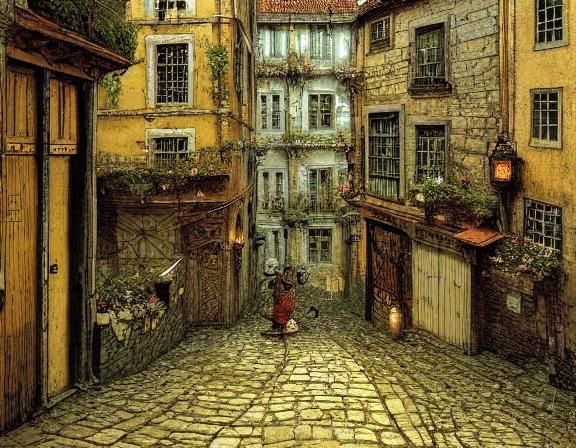 Portuguese Alleyway: Grimshaw and Adolfsson Inspired Art