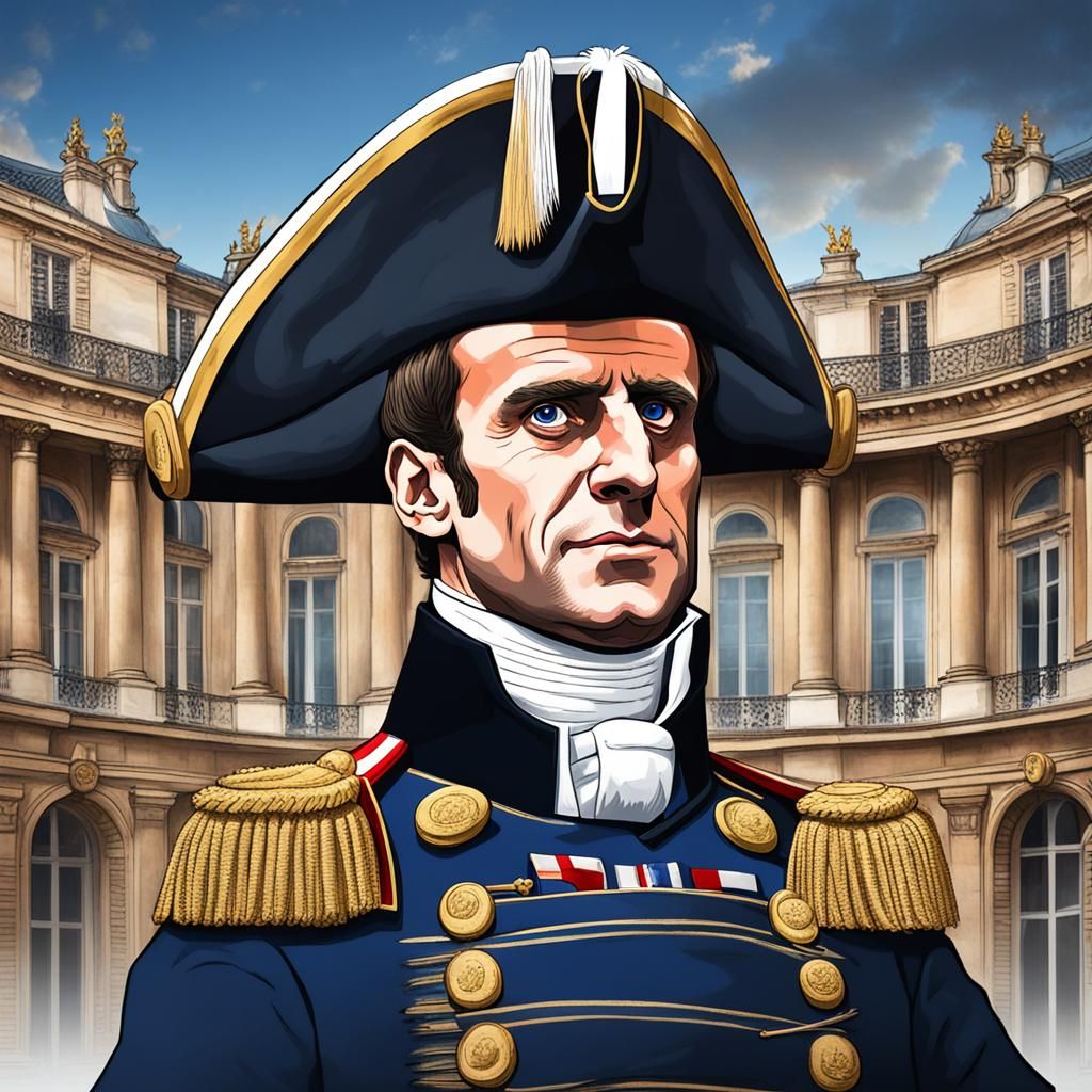 Caricature of Emmanuel Macron as Napoleon
